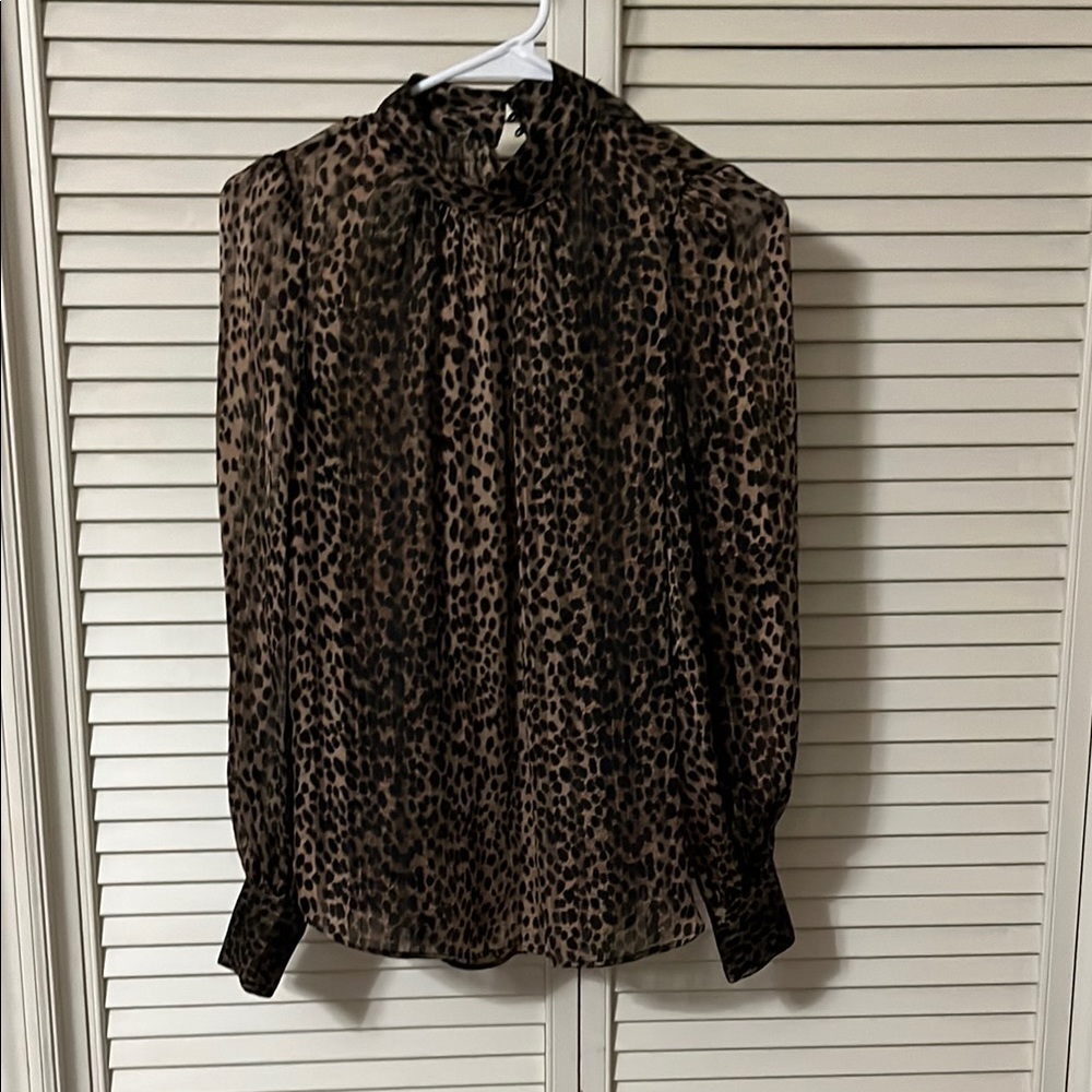H&M Black and Brown Animal Print Blouse